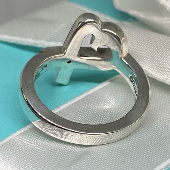 Tiffany & Co Sterling Silver Paloma Picasso Diamond Loving Heart Ring 5.5 - Picture 3 of 6